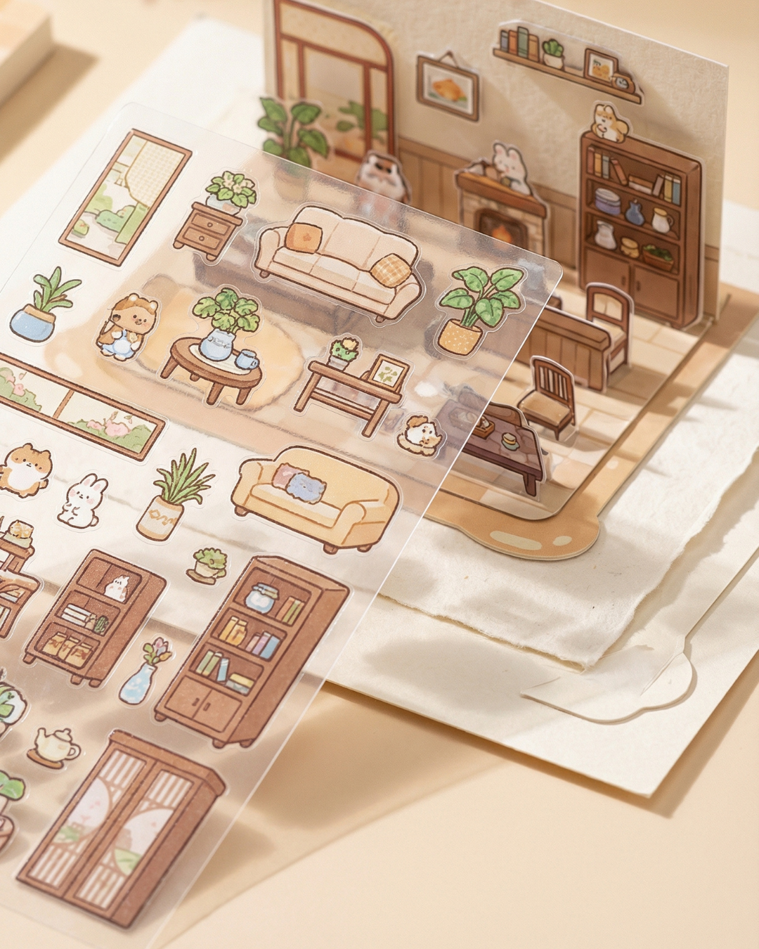 3D Stereo Cabin Landscape Sticker Collection