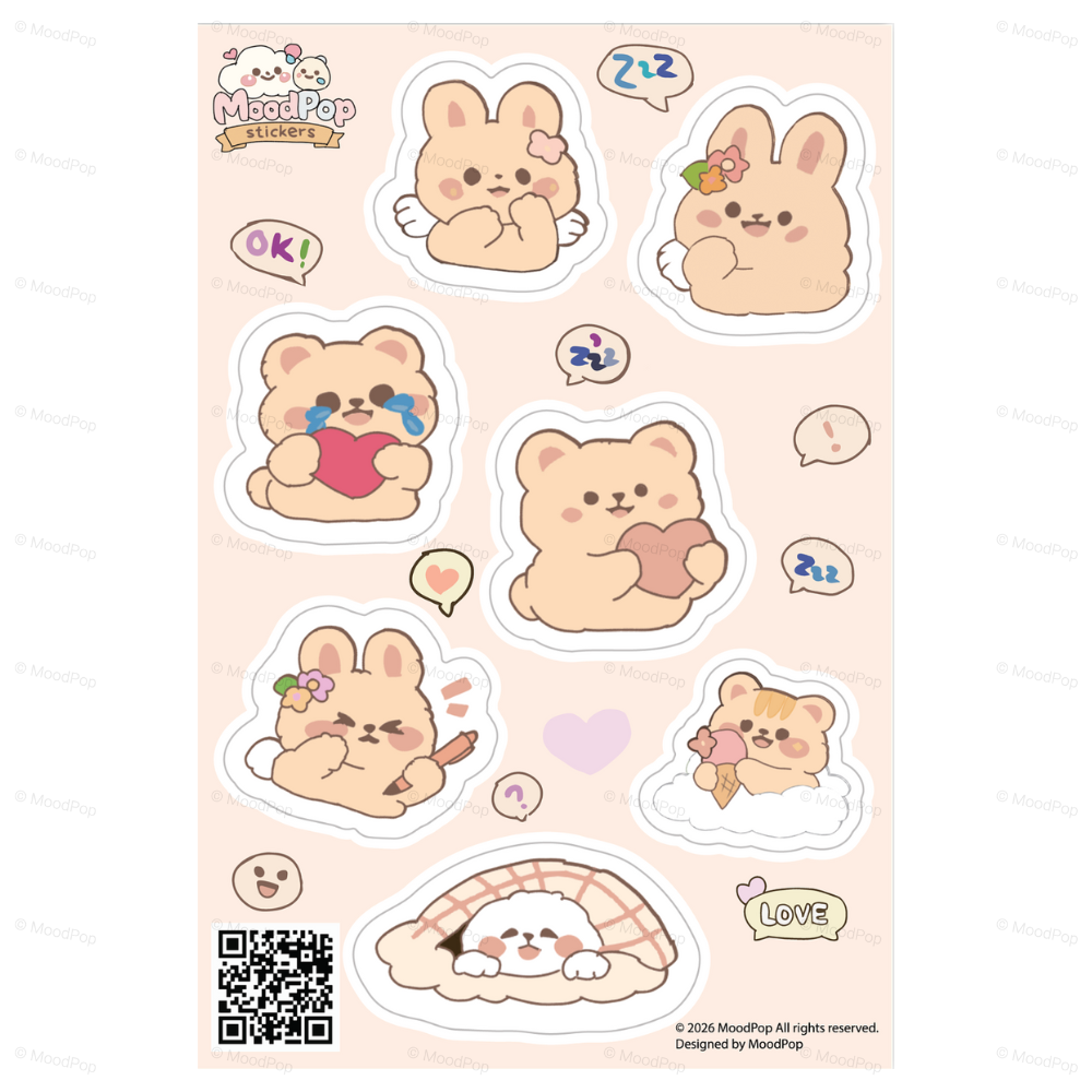 Cute Mochi bunny character: A companion brand for Analog Mindfulness and Psychological Safe Space