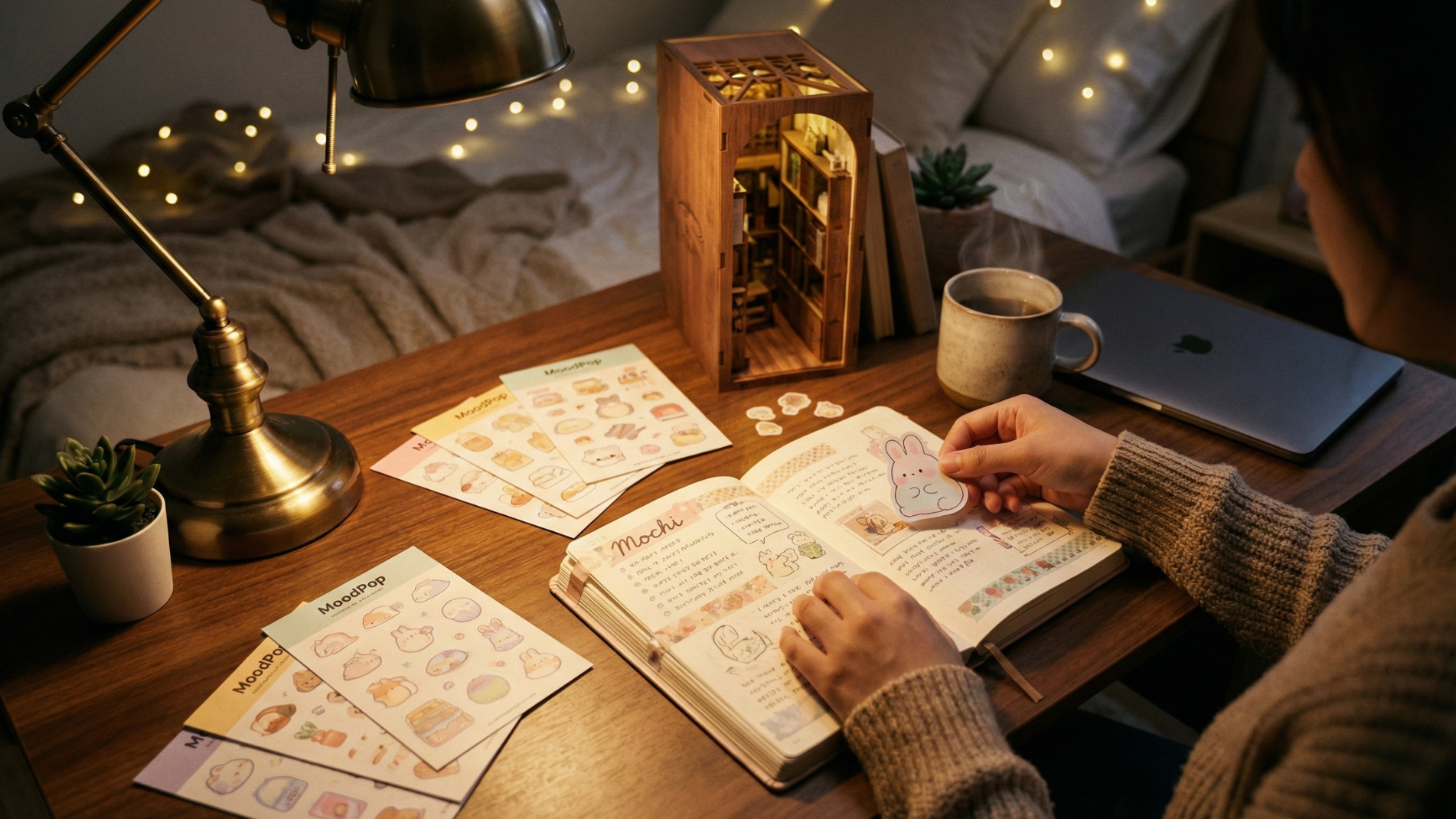 esthetic DIY Book Nook Kit for stress relief and digital detox journaling.