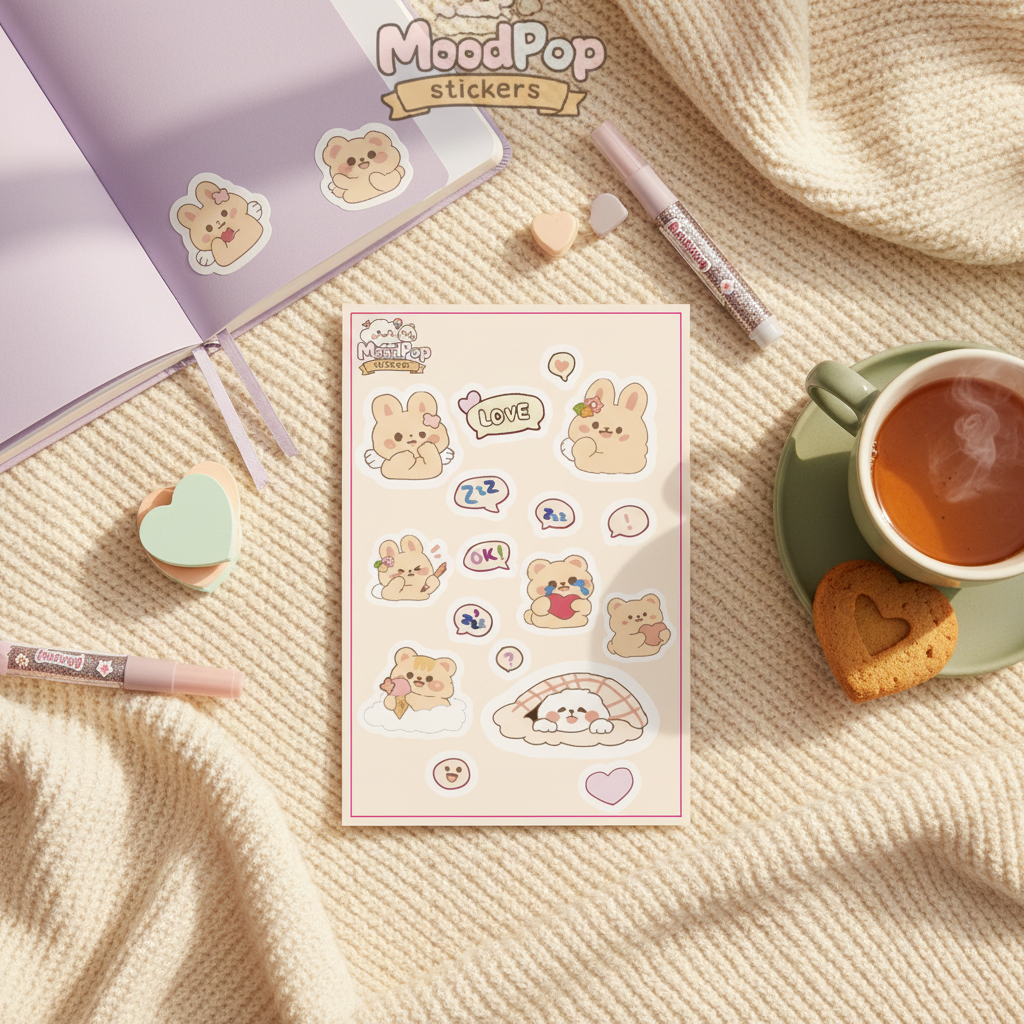 MoodPop Mochi sticker sheet: Desk Therapy tool proven to increase Focus and reduce Digital Burnout